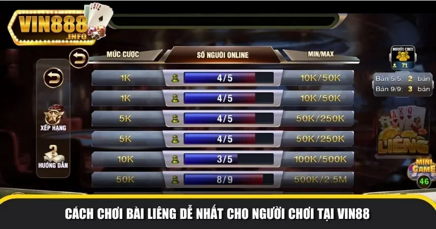 Cách chơi bài liêng dễ nhất cho người chơi tại Vin88
